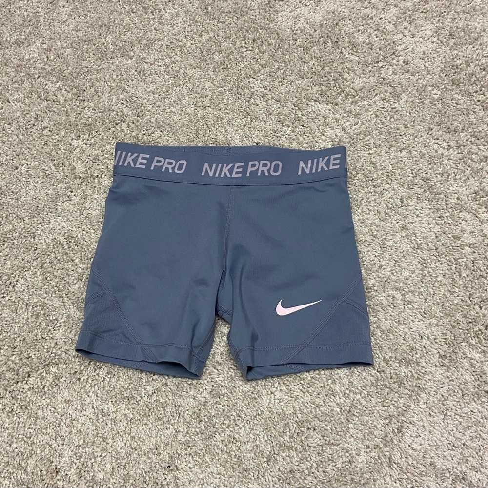 Nike Pro Girls Gray And Pink Shorts